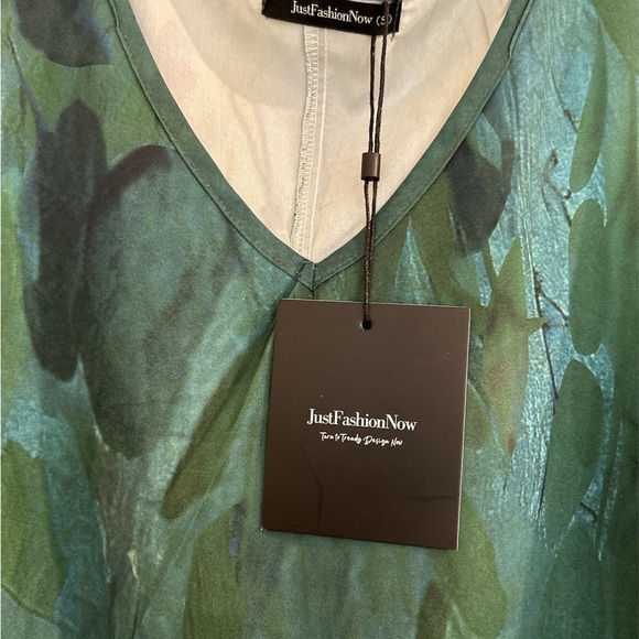 Just Fashion Now Sleeveless V-Neck Sheath / Slip Dress, Green - Picture 3 of 3